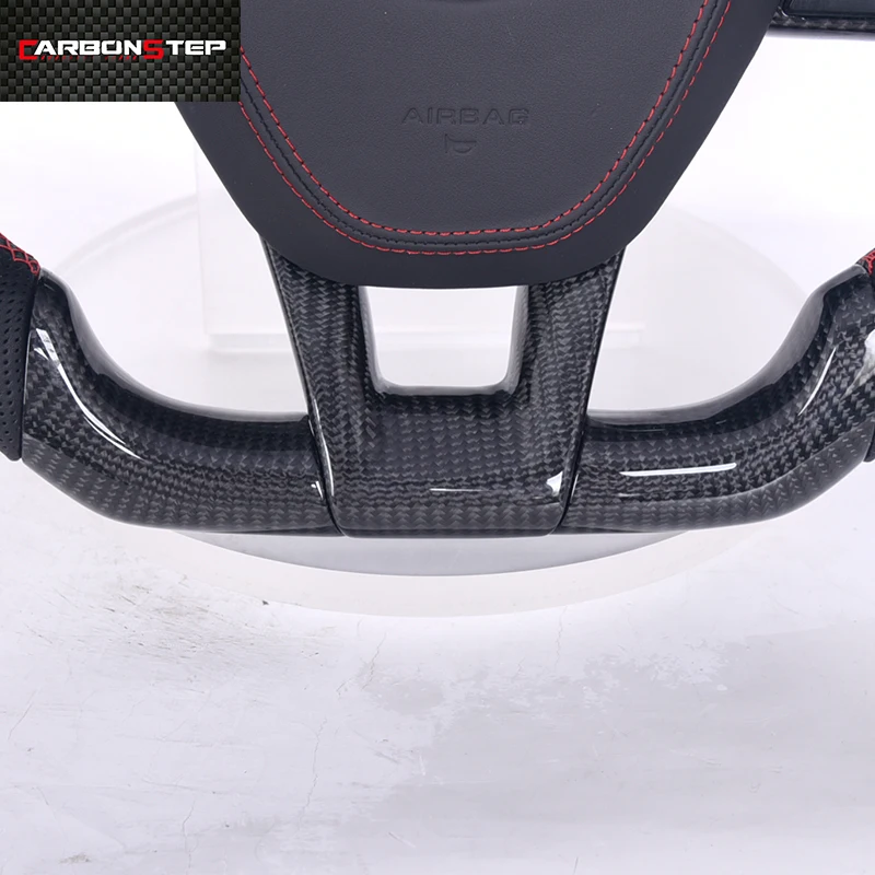 Carbon Fiber Steering Wheel With LED Screen Black Perforated Leather For Hyundai Sonata