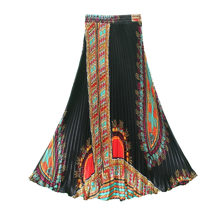 New Arrival 85cm Fashion Women Vintage Long Skirts mermaid A Line Floral Printed Maxi Skirts Summer Beach Leisure Skirts