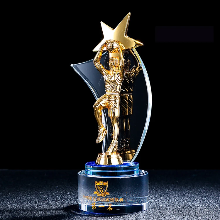 lettering Metal crystal trophy sports competition champion award