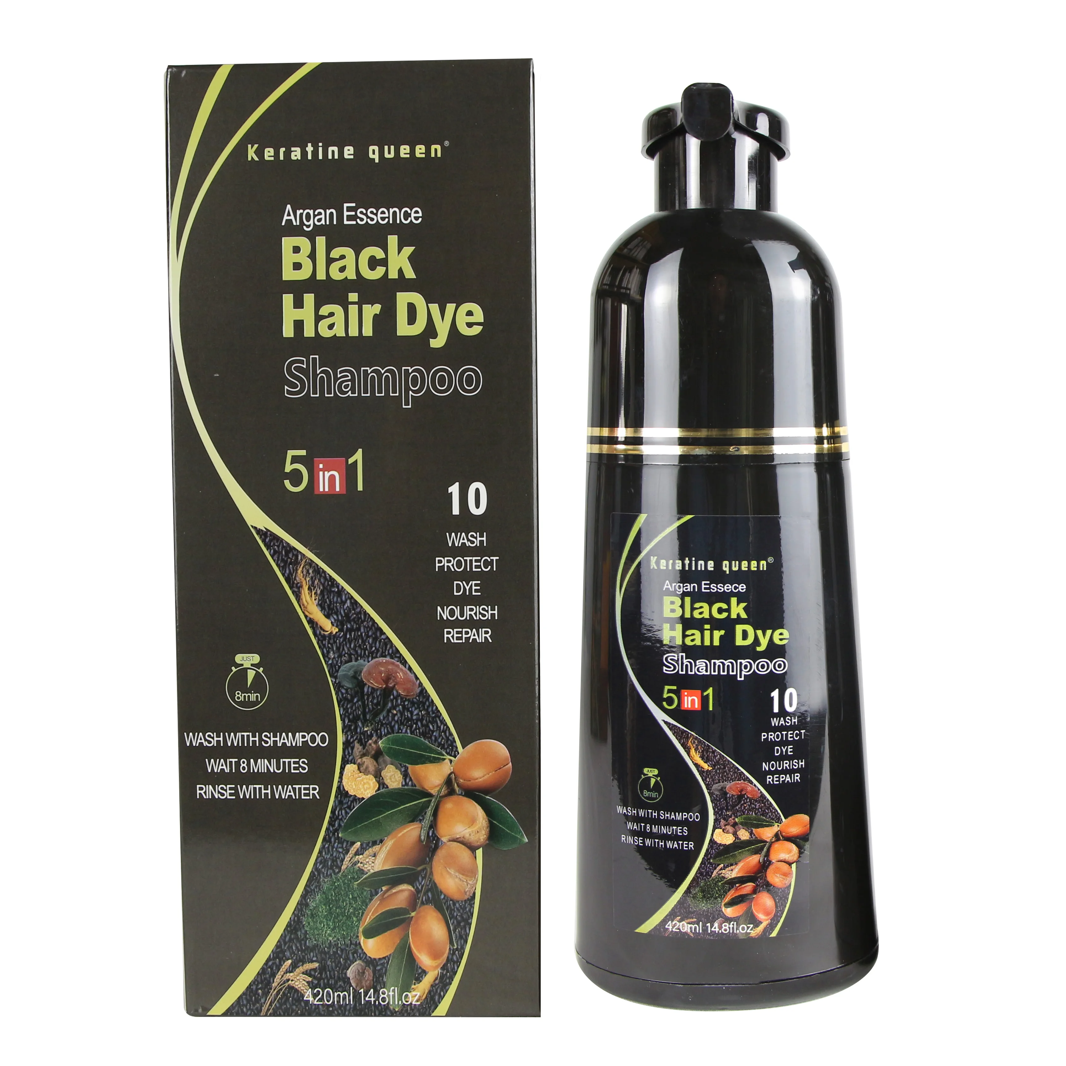 5 in 1 Hair Colorant Natural Hair Color Shampoo Black Hair Dye  shampoo  for white  to black