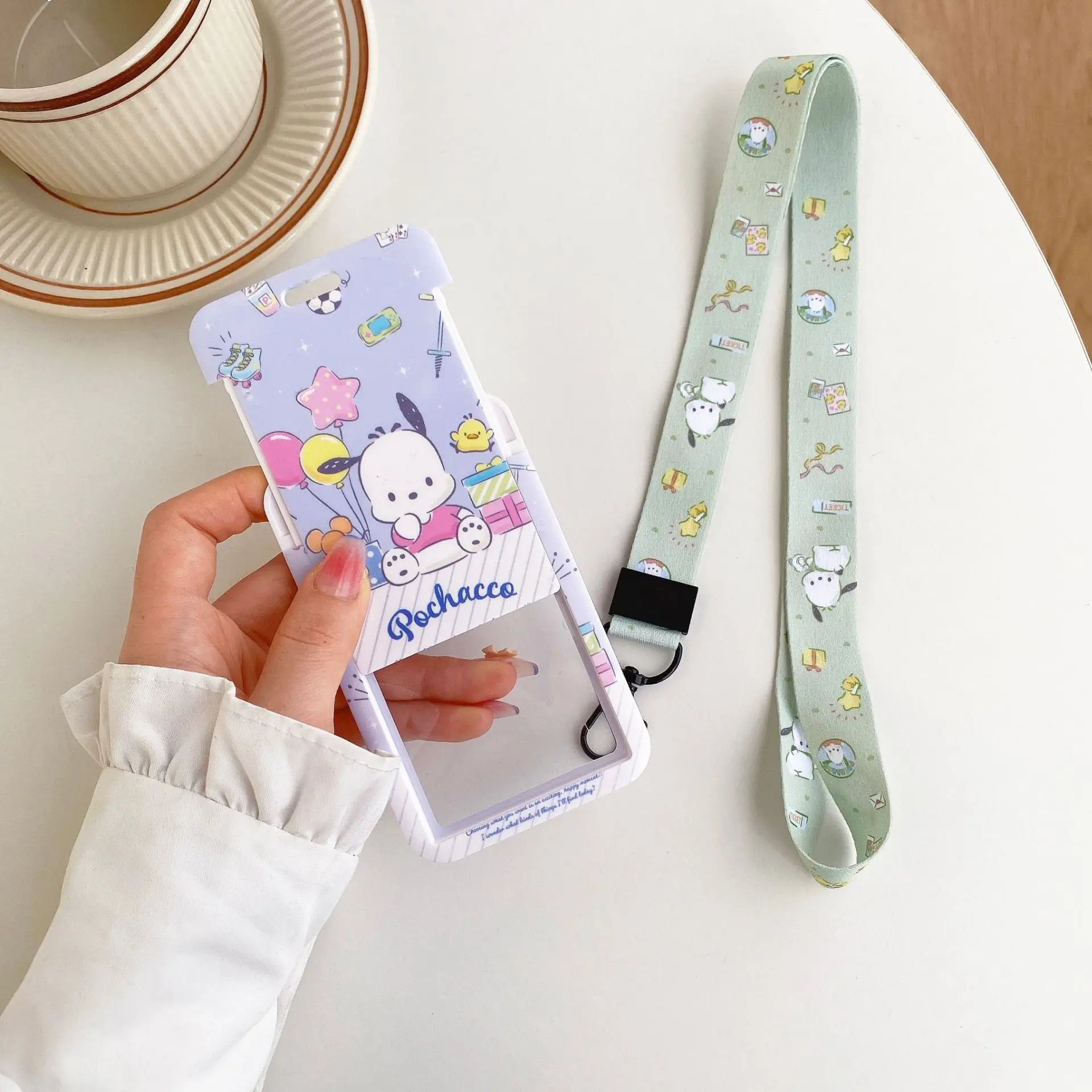 Lovely Cartoon Hello Kitty Pochacco My Melody kuromi Card Holder with Lanyards ID Badge Plastic Card Cover Wholesale Lanyard