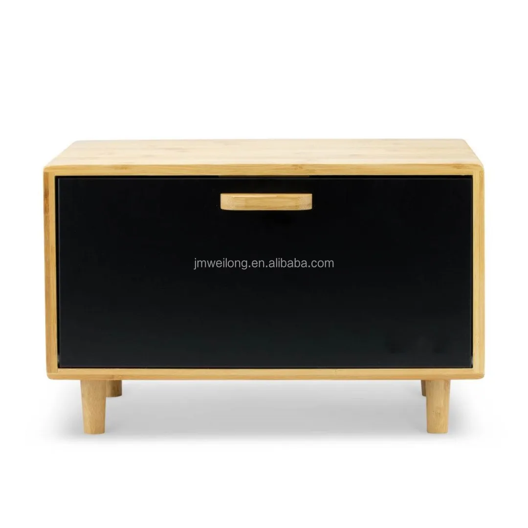 Wholesales bamboo and metal bread box Vintage Galvanized Kitchen Metal Bread Bin home decal square home storage box