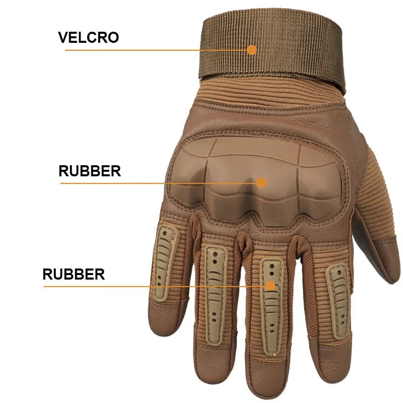 Tactical Gloves for Men Rubber Guard Touch Screen Full Finger Gloves for Hunting Cycling Motorbike