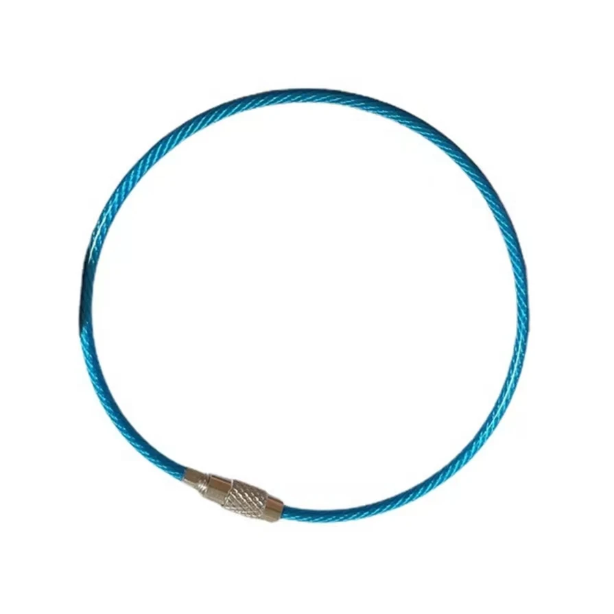 Key Rings Screw Stainless Steel Wire Rope Keychains Cable Luggage Ring  Heavy Duty Luggage Tags Loops Tag Keepers