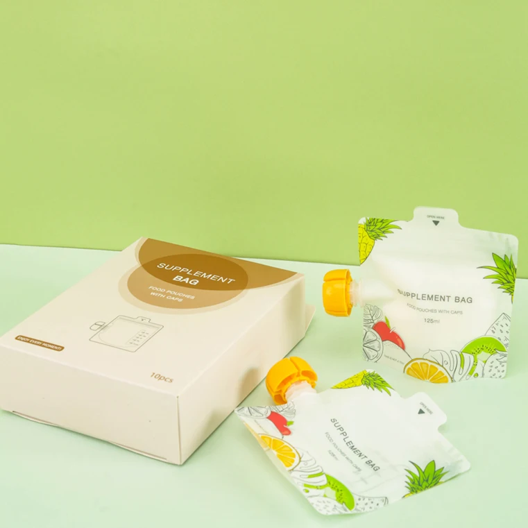 Food Grade Plastic Baby Food Storage Bags Stand Up Spout Pouches With Closure Custom Baby Food Pouch Reusable