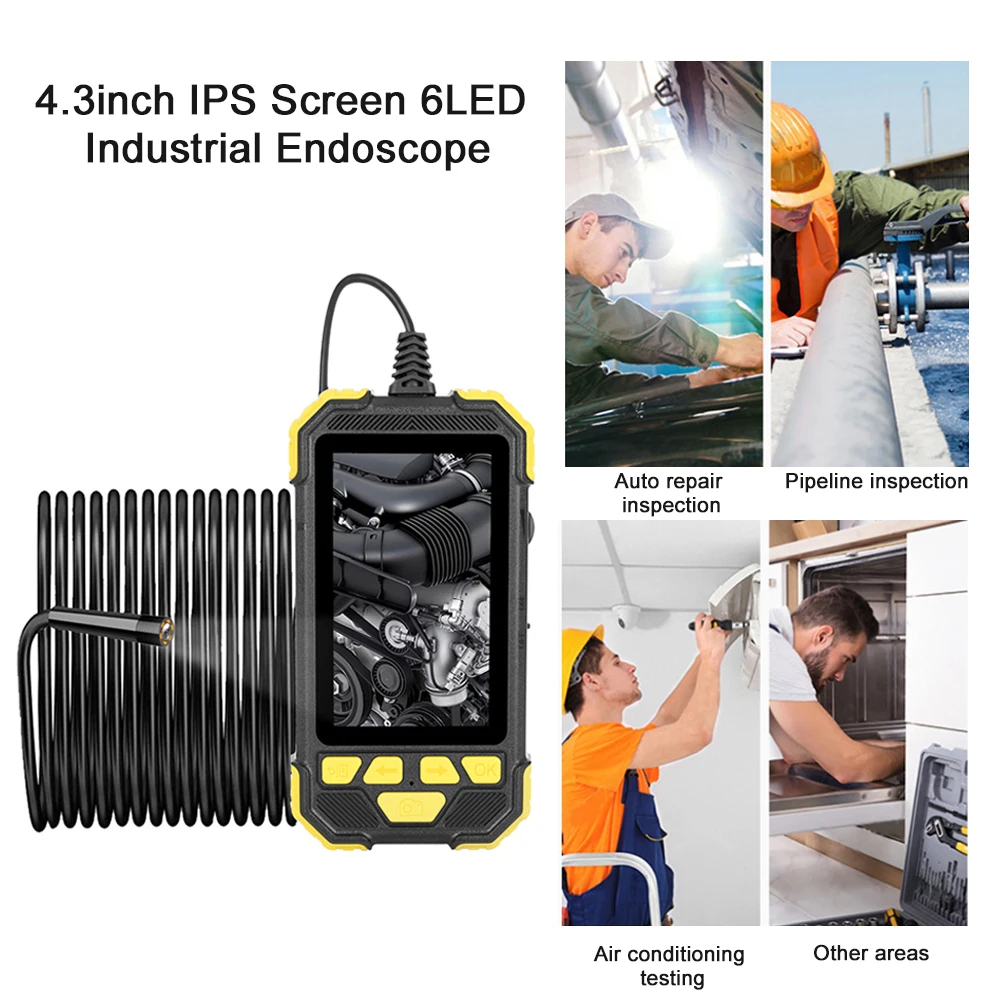Y19 Handheld Inspection Camera 4.3inch screen 8mm lens 1080P 5M rigid cable 8led portable endoscope video borescope camera