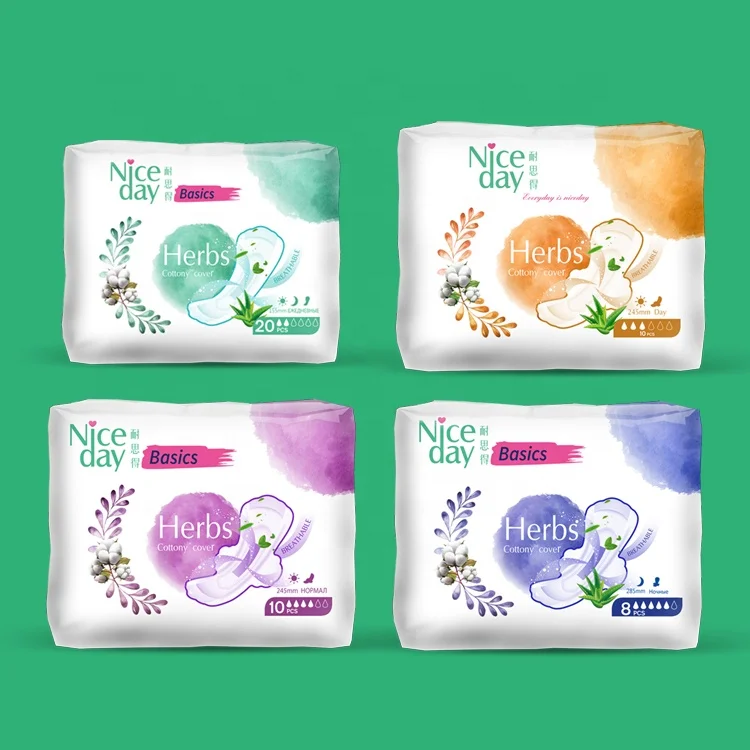 Healthy herb cool mint flavor pleasant aloe vera odor control niceday daily sanitary pad napkin