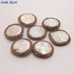 Vintage Freshwater Pearl Beads White Color Bohemia Style Irregular Round Rhinestone Pearl Beads For DIY Jewelry