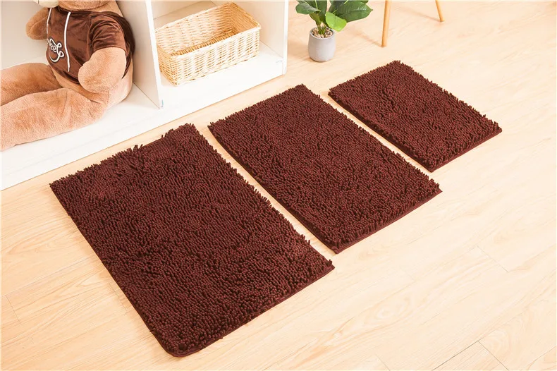 Wholesale Soft Antislip Waterproof Shaggy Thick Microfiber Chenille Shower Bath Mat For Hotel