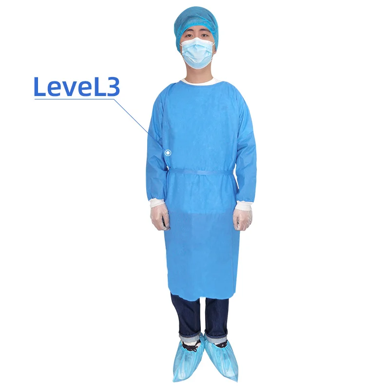 
medical SMS isolation gown AAMI level1 level 2 level 3 Non-sterile SMMS 25G 35G 45G ultrasonic Surgical Gown EN 13795 