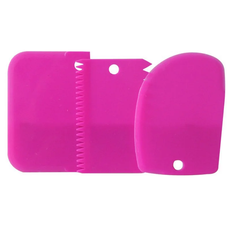 
3Pc Baking Pastry Tools Plastic Dough Knife Icing Fondant Scraper Decorating Plain Smooth Jagged Edge Spatulas Cutters Cake Tool 