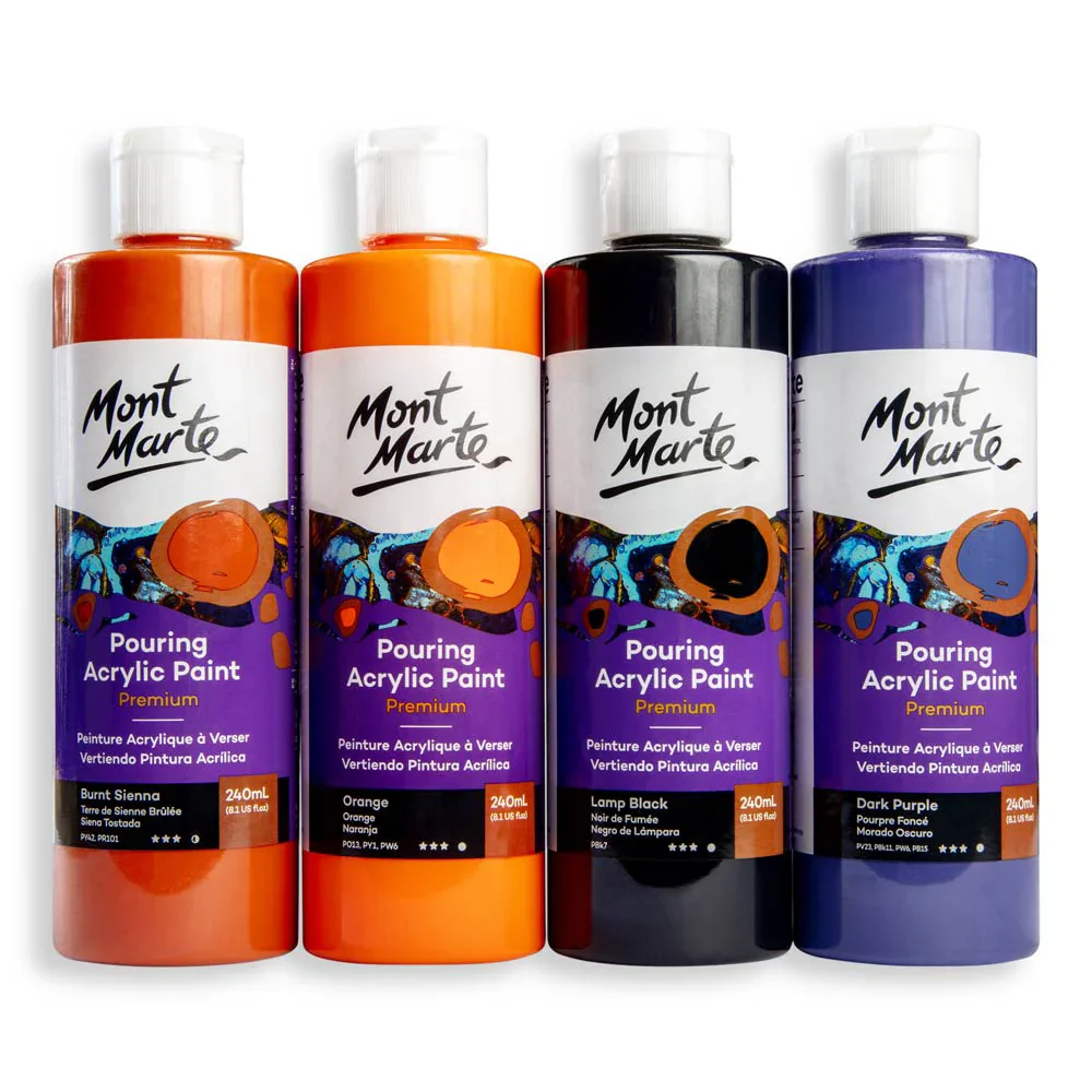 Mont Marte Pouring Acrylic 240ml - Lamp Black Acrylic color paint