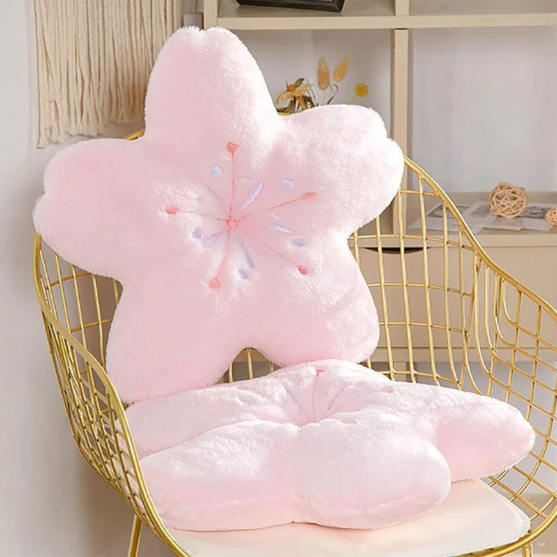 U063 Cute Cherry Blossom Decorative Plush Pillow for Bedroom Balcony Living Room Sofa Chair Cherry Cushion