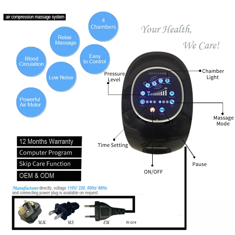 Automatic massage 6 modes pneumatic sports pressure pressotherapy machine recovery boots compression air leg massager