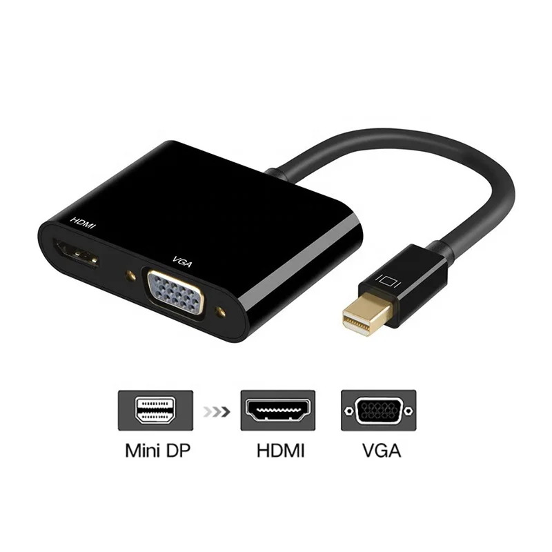 2-In-1 Mini Display Port Mini Displayport Mini DP Male To HDMI VGA Female Converter Adapter