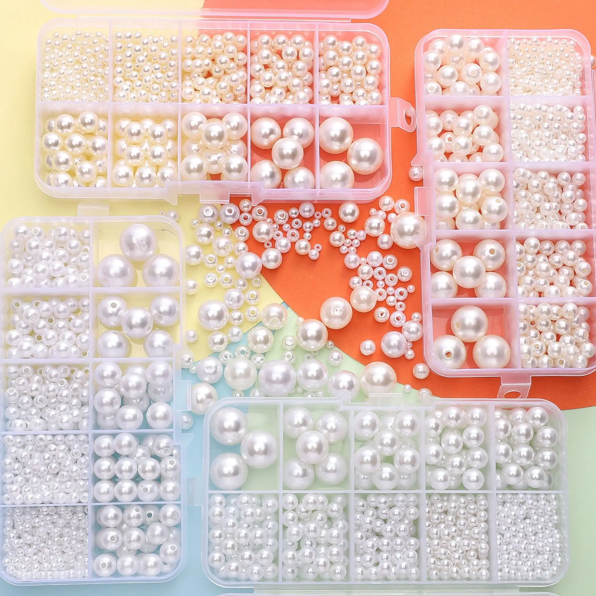 White perforated ABS pearl 10 grid box DIY handmade bead bracelet necklace accessories