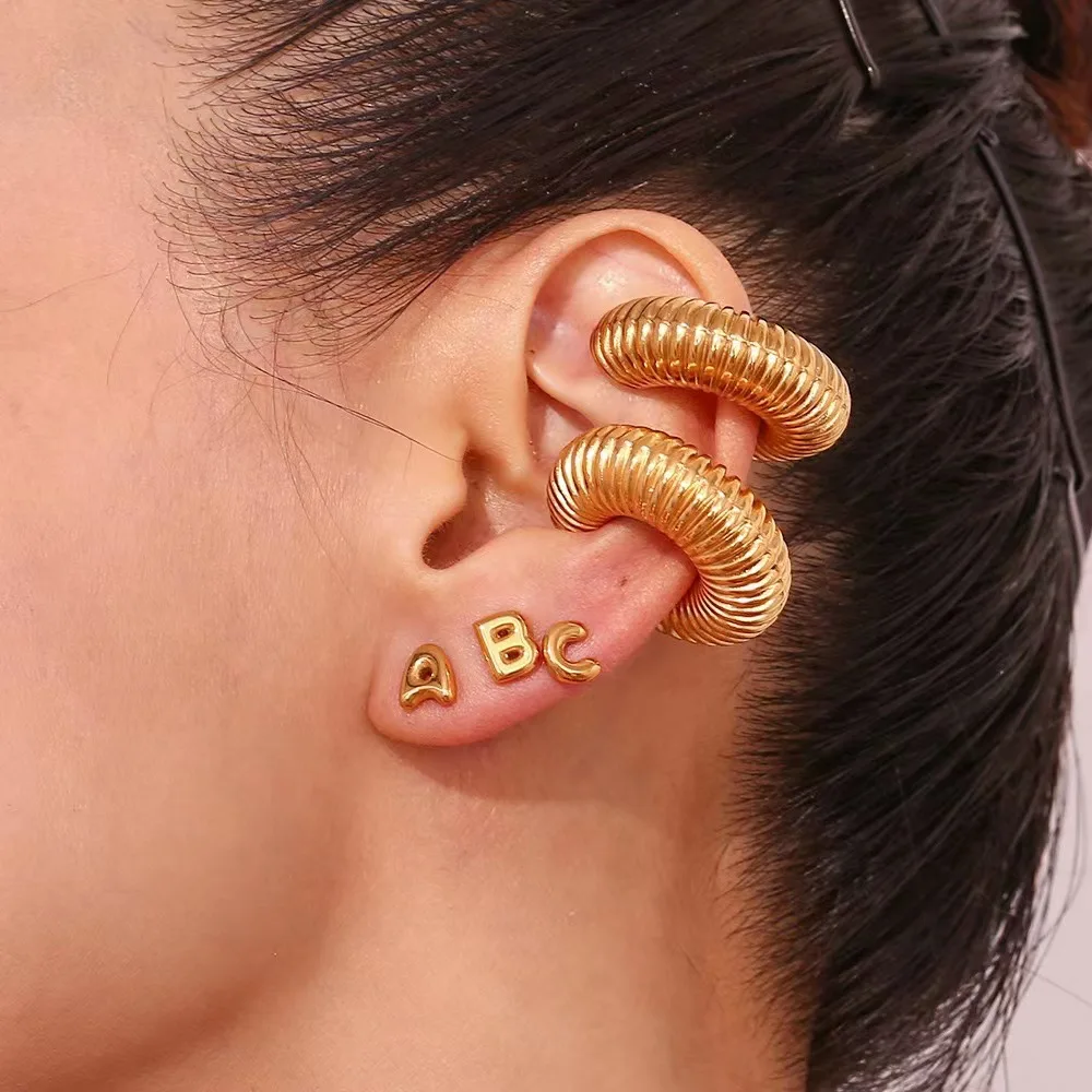 Custom Jewelry Non Piercing Tube Huggie Stainless Steel Clip On Earring Chunky Ear Cuff Earrings