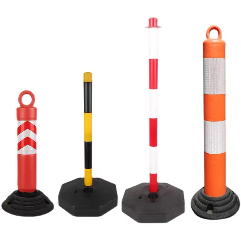 PU/Plastic/Rubber base/PE Flexible parking post traffic warning cone portable column with base barrier stanchion safety  bollard