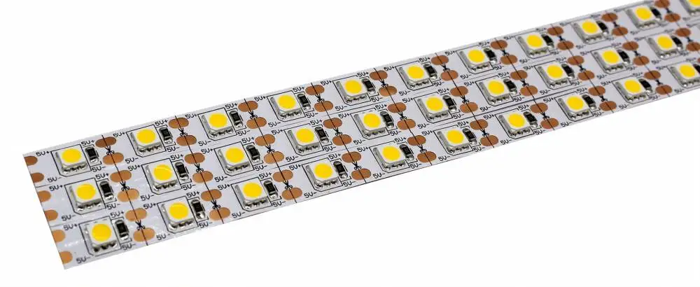 5050 led strip light aluminum profile ceiling 60led 3/4/6000k motorcycle led strip 12w 10mm double row led strip