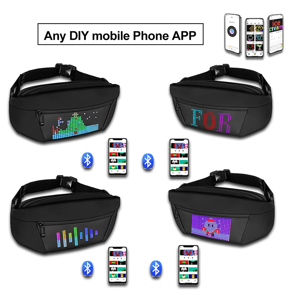 Mobile App Control Led Sports Bag Promotion Led Backpack Dynamic Full Color Led Screen Display 3D Backpack Smart Pixel Chest Bag