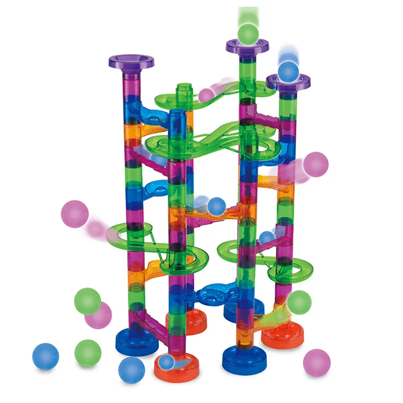 
86 Pcs Glow In The Dark Plastic Pipe Blocks Building Toys In ABS Transparent With 30 Pieces 14 MM Plastic Balls 