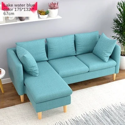 
Durable Simple Cloth Sofa Solid Wood Legs Removable and Washable 3-Seat Sofa Living Room Furniture 