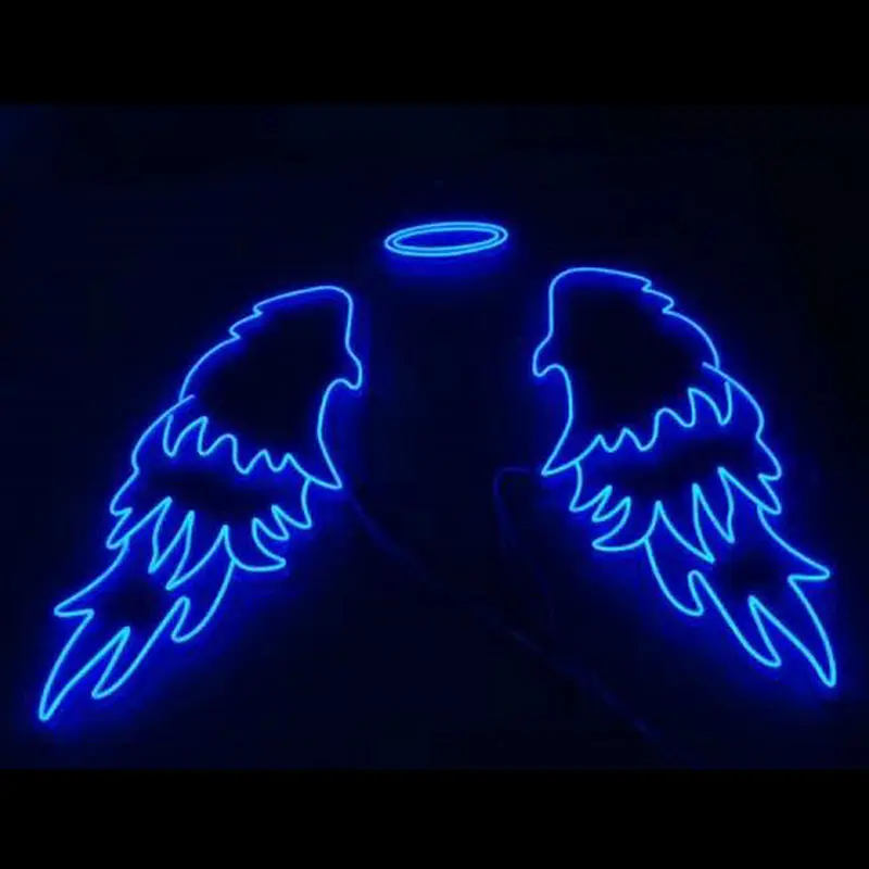 Custom light up drop shipping letters sign coffee shop sign board RGB angel wings  neon sign
