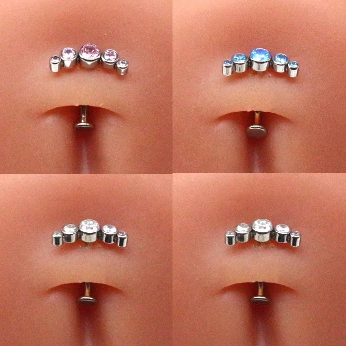 Gaby new ASTM F136 belly ring G23 titanium crystal navel rings top mount push in belly rings body jewelry
