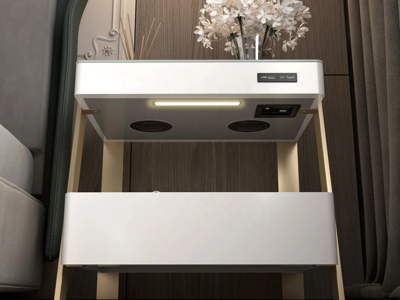 Modern Design Smart Home Furniture For Living Room With wireless charger smart bedside Table smart cabinet