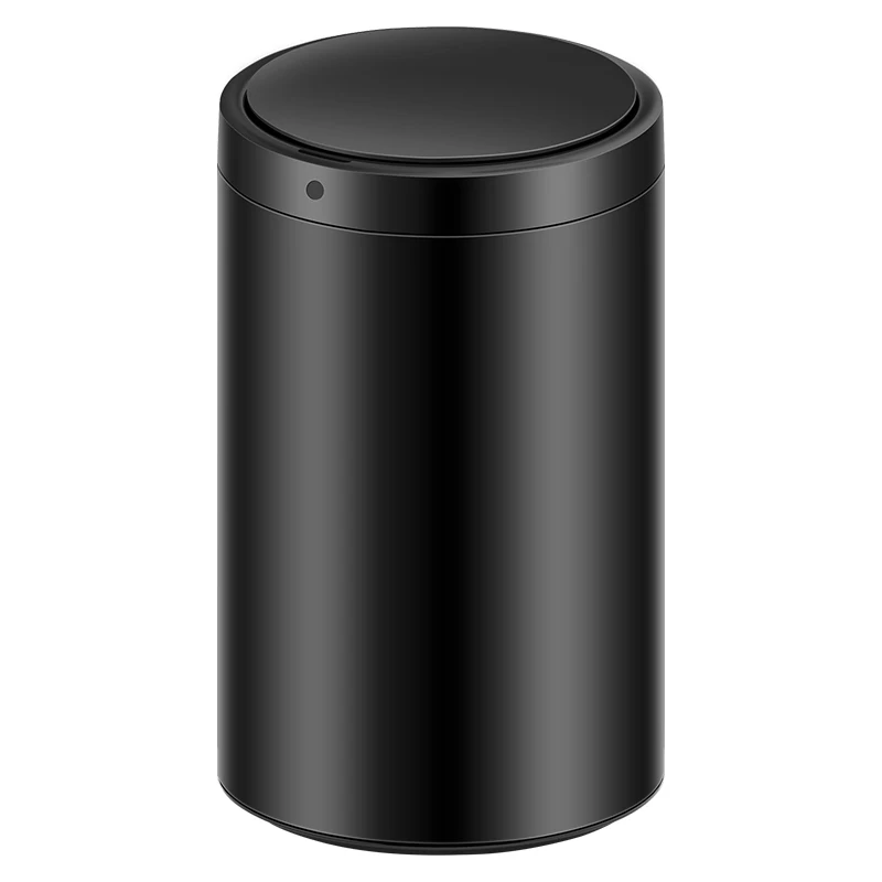 30L Black Metal Kick Smart Trash Can Touchless Auto Induction Sensor Dustbin Waterproof Round Kitchen Trash Bin Kitchen Dusbin