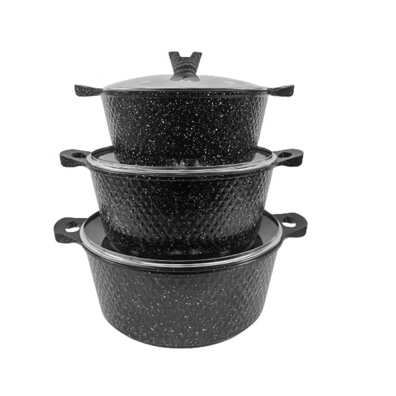 32CM 36CM 40CM Casting Aluminium Stock Pot Large Capacity Cookware Set Non-stick Casserole Granite Stockpot with Lid