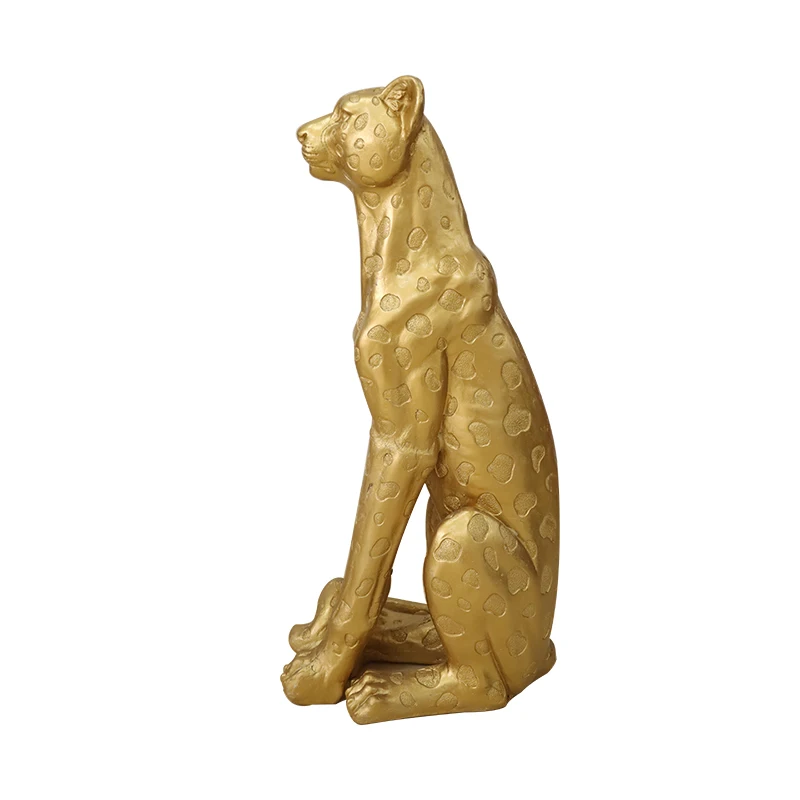 Life size Gold Silver Animal Statues Hotel Home Decoration Tiger Resin Craft Leopard Sculpture