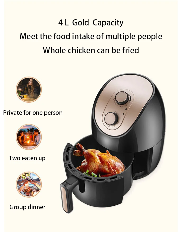 Healthy Oil-Free Simple Knob Controls Electric Oven Air Deep Fryer for Frying Roasting Grilling Baking