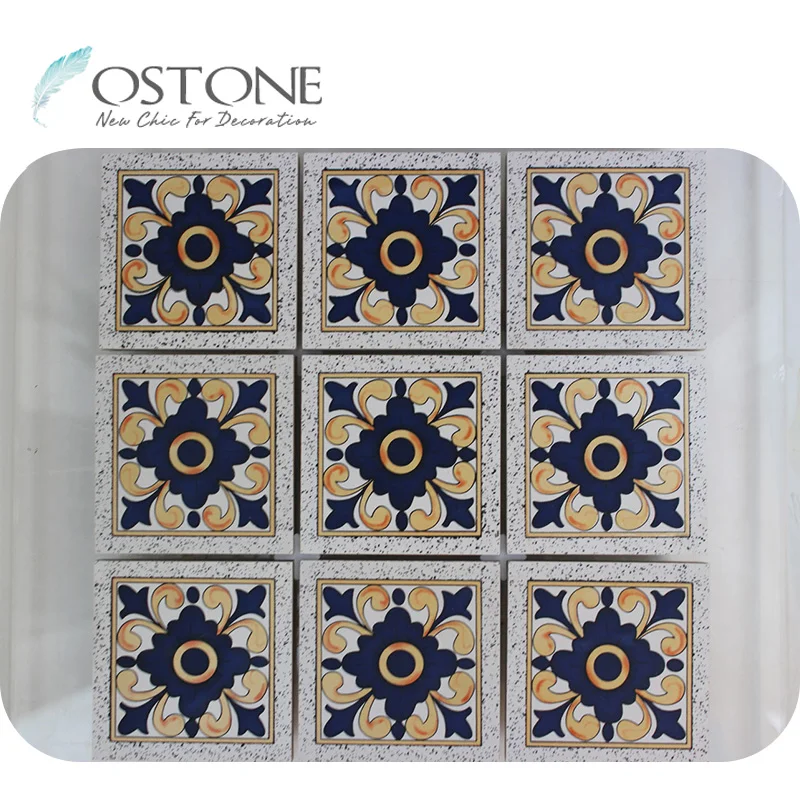 China Wholesale Yellow And Red Porcelain Flower Pattern Ceramic Tile