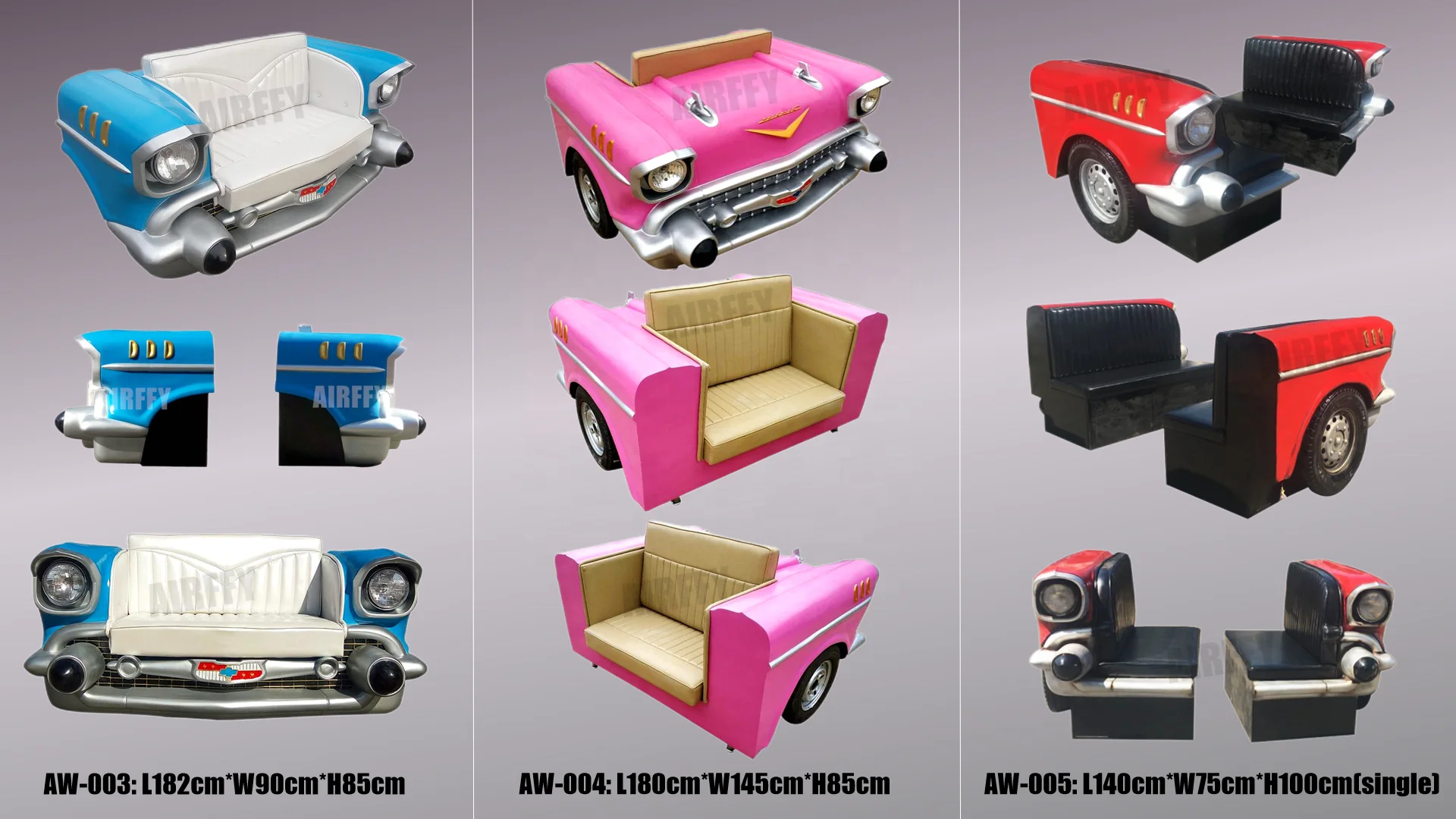 Modern Living room Classic car couch love seat pink leather sofa for sale