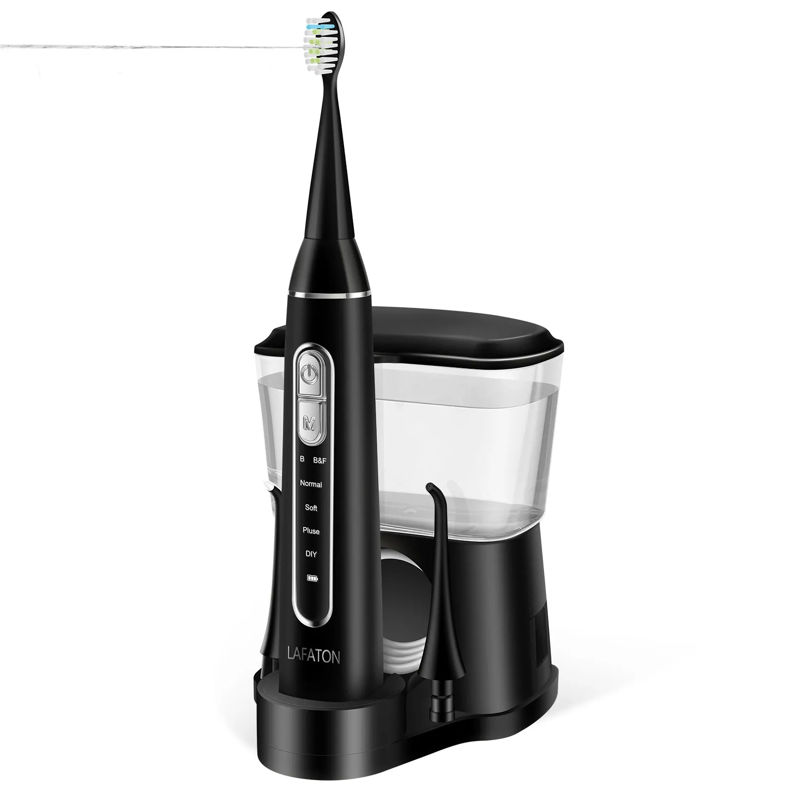 2 in 1 teeth cleaner oral irrigator electric toothbrush combo, brush and floss at same time