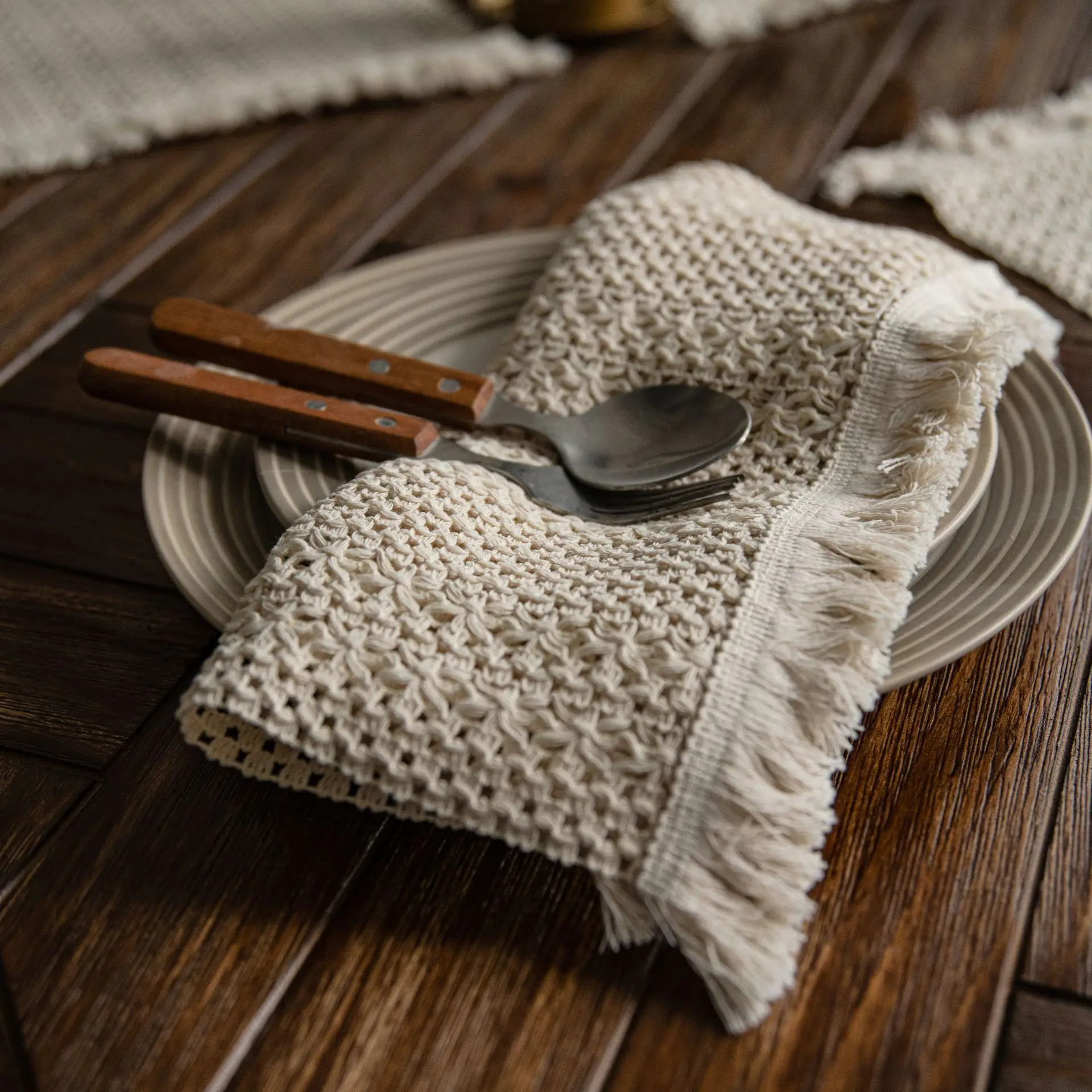 LISO Custom Made Kitchen Accessories Plain Place mat Woven Table Mat Cotton Fabric Placemat