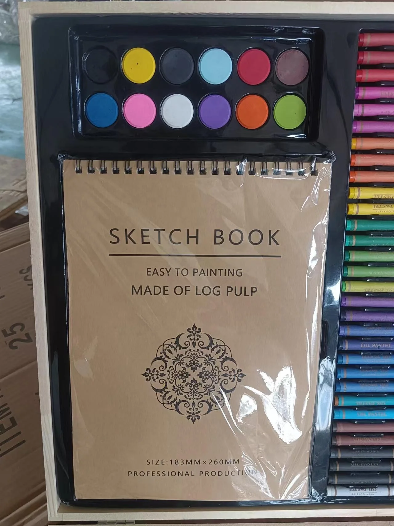 Wholesale wooden art set, watercolor pen color lead sketch book oil painting stick set