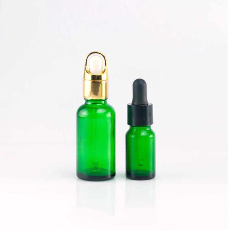 Wholesale high quality glass essential oil dropper green perfume bottle for cosmetic packaging