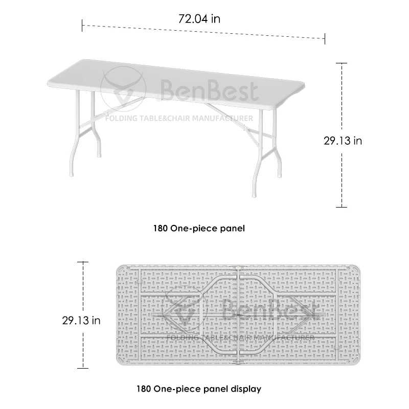 Benjia белый 6 футов 180 см HDPE пластиковый Ресторан Прямоугольный складной обеденный стол на 8 человек