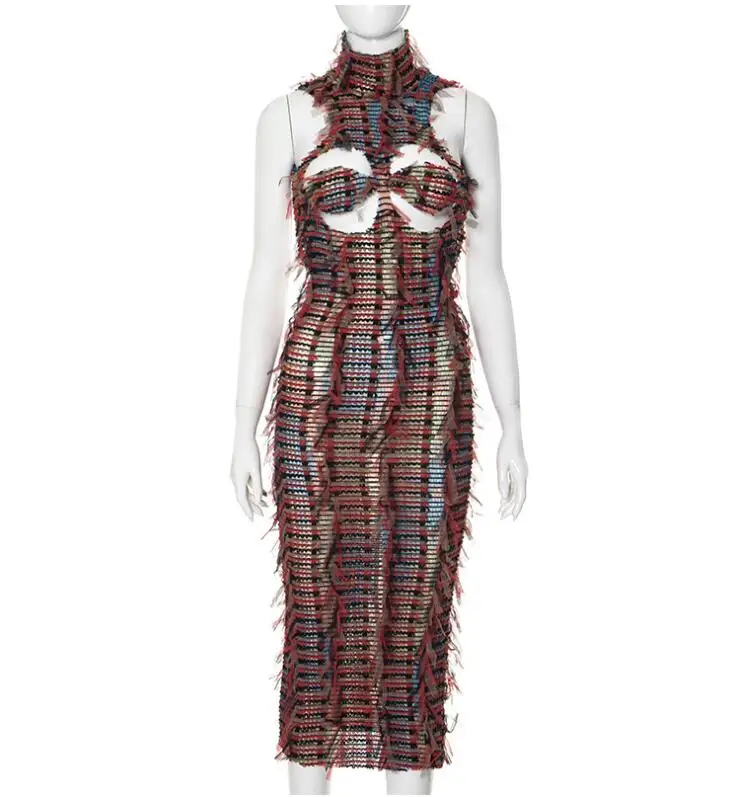 NEW STOCK Sleeveless See Through Open Back Long Dresses Casual Streetwear Clubwear Women Dress