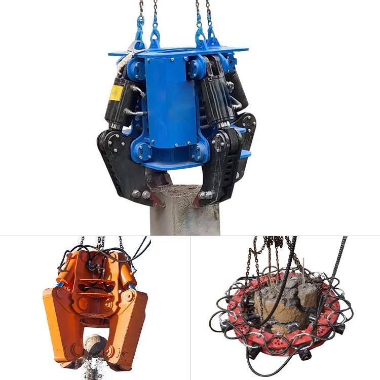 sale suitable 8-13 ton excavator attachment QUAD CROPPER YZJ-600 for cutting Pile Size 300-600 mm to give a superb pile cut