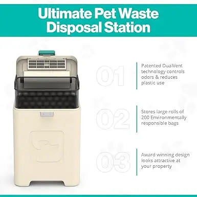 Dog Poop Trash Can Outdoors Pet with Lid Dog Waste Disposal Container  HandsFree Pedal Garden Yard Home with Waste Bags15 L Grey