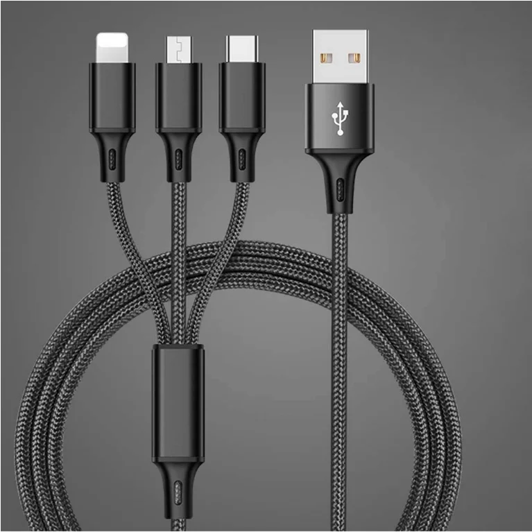  USB-кабель 3 в 1 с нейлоновой оплеткой для