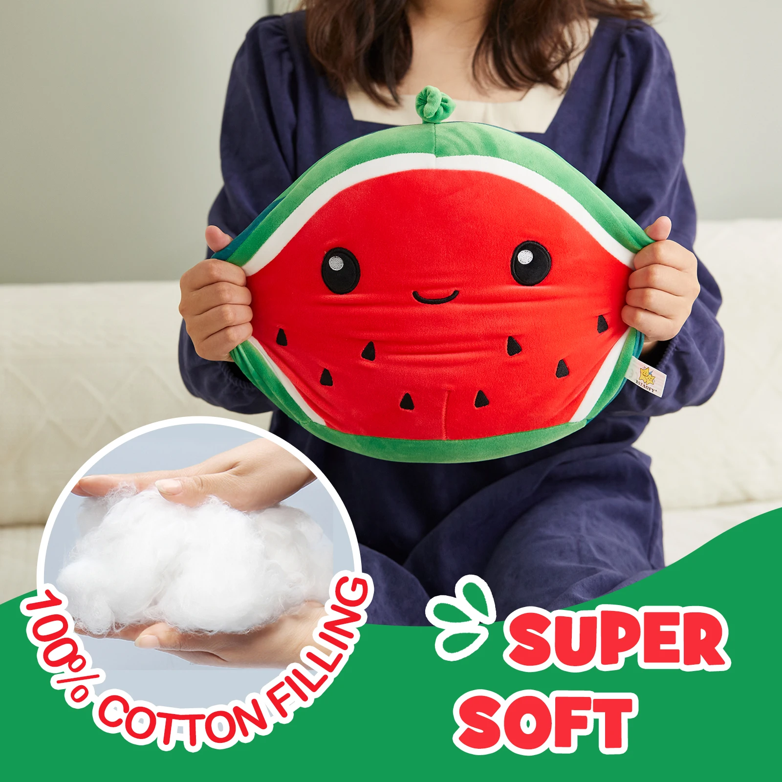 30cm Soft Cartoon Watermelon Summer Fruit Plush Toy Squishy Plush Pillow Home Decor Birthday Gift Wholesale Customization