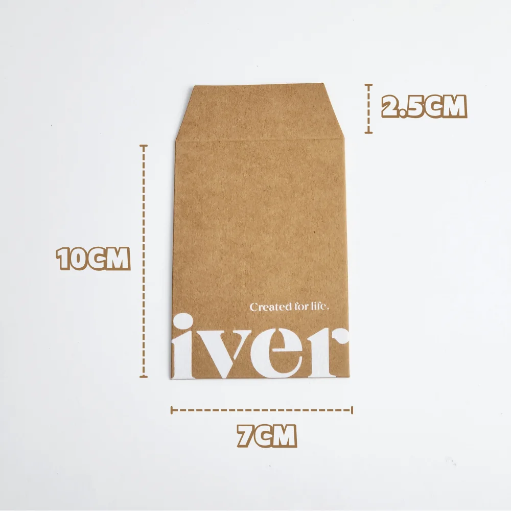 Hot Sale Custom Paper Kraft Brown Yellow Mini Coin Packaging Envelope with White UV Logo Printing