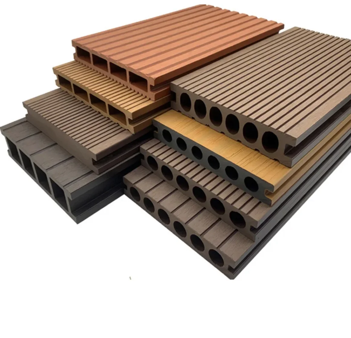 Outdoor wood-plastic composite 3D embossed flooring to decorate the garden floor