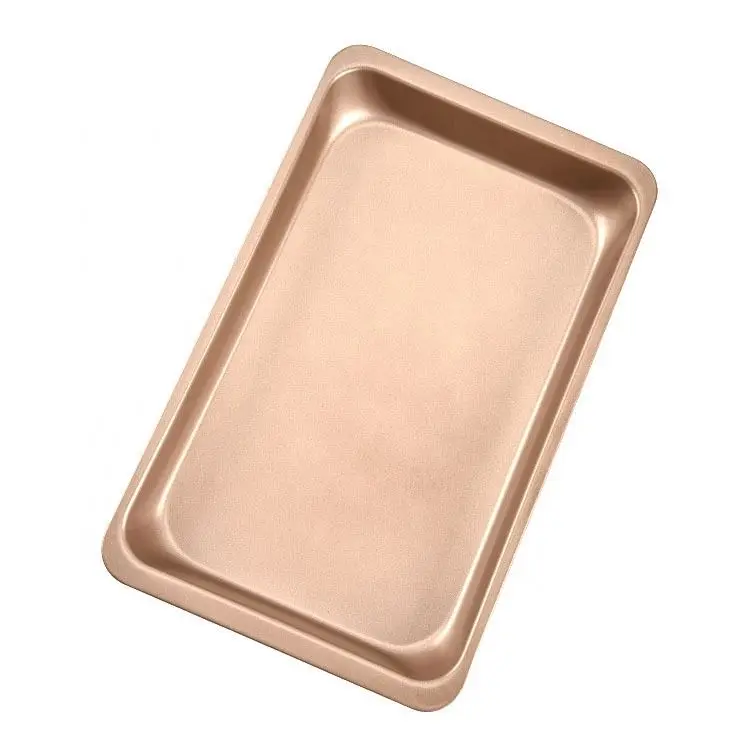 High Quality Golden 12 Inch Non Stick Rectangular Carbon Steel Baking Tray Cake Mold Baking Tool