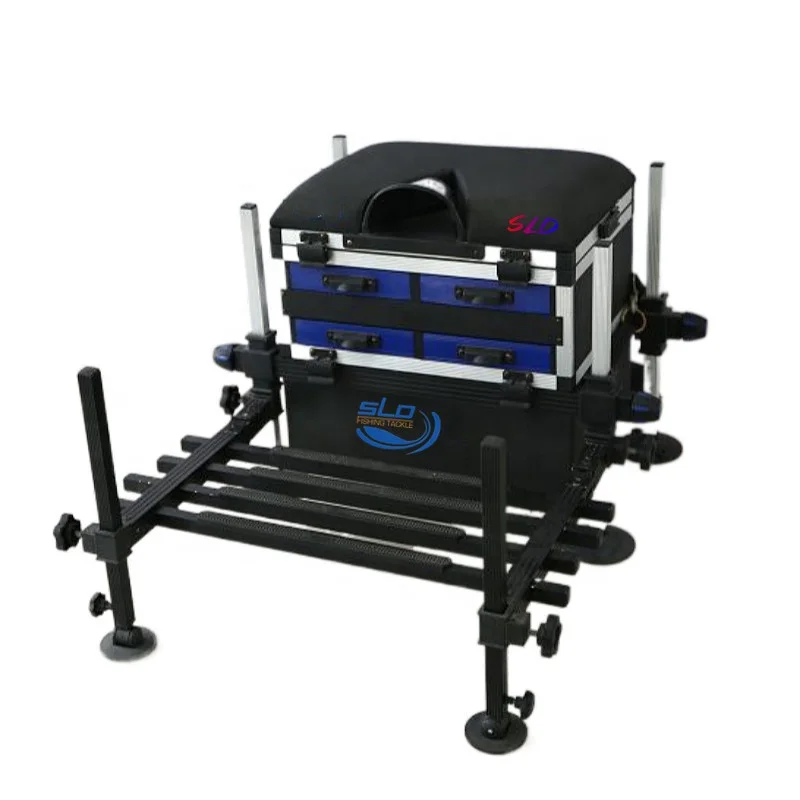 Aluminum  Fishing Seat Boxes  with 5 drawers with adjustable footplate for match & carp fishing
