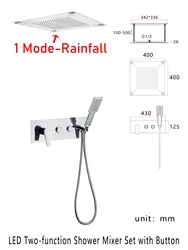 LED Bathroom Rainfall Shower System SPA Waterfall Mist Multifunction Brass Diverter Valve Shower Set